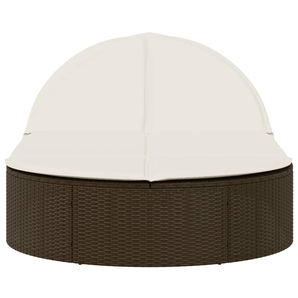 Doppel-Sonnenliege mit Kissen Schwarz Poly Rattan