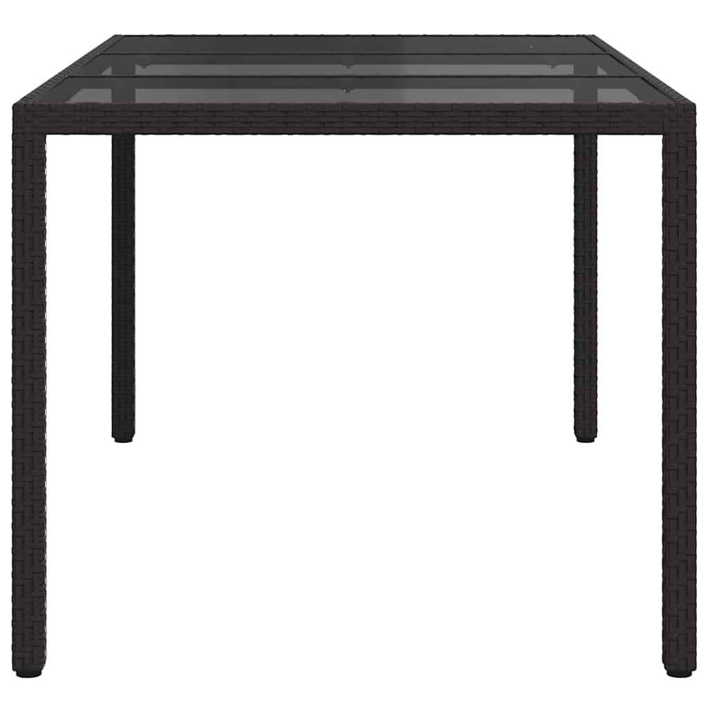 Gartentisch 150x90x75 cm Hartglas und Poly Rattan Grau