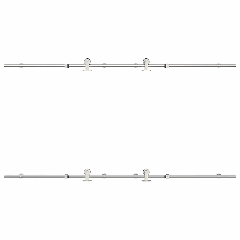 Schiebetür-Beschlagsatz 183 cm Edelstahl Silbern