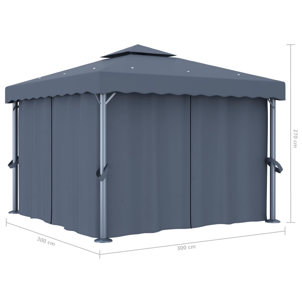 Pavillon mit Vorhang 4x3 m Cremeweiß Aluminium
