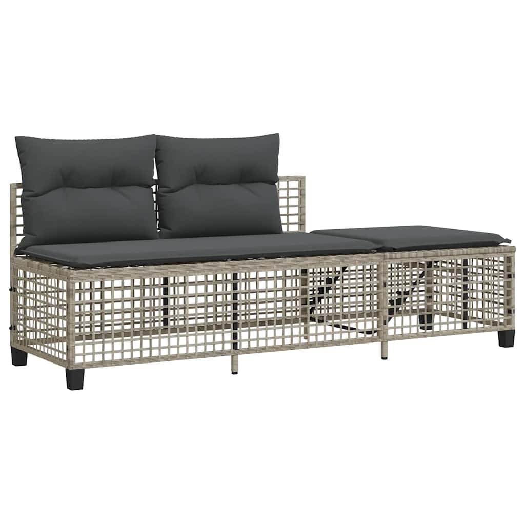 3-tlg. Garten-Ecksofa-Set mit Kissen Schwarz Poly Rattan