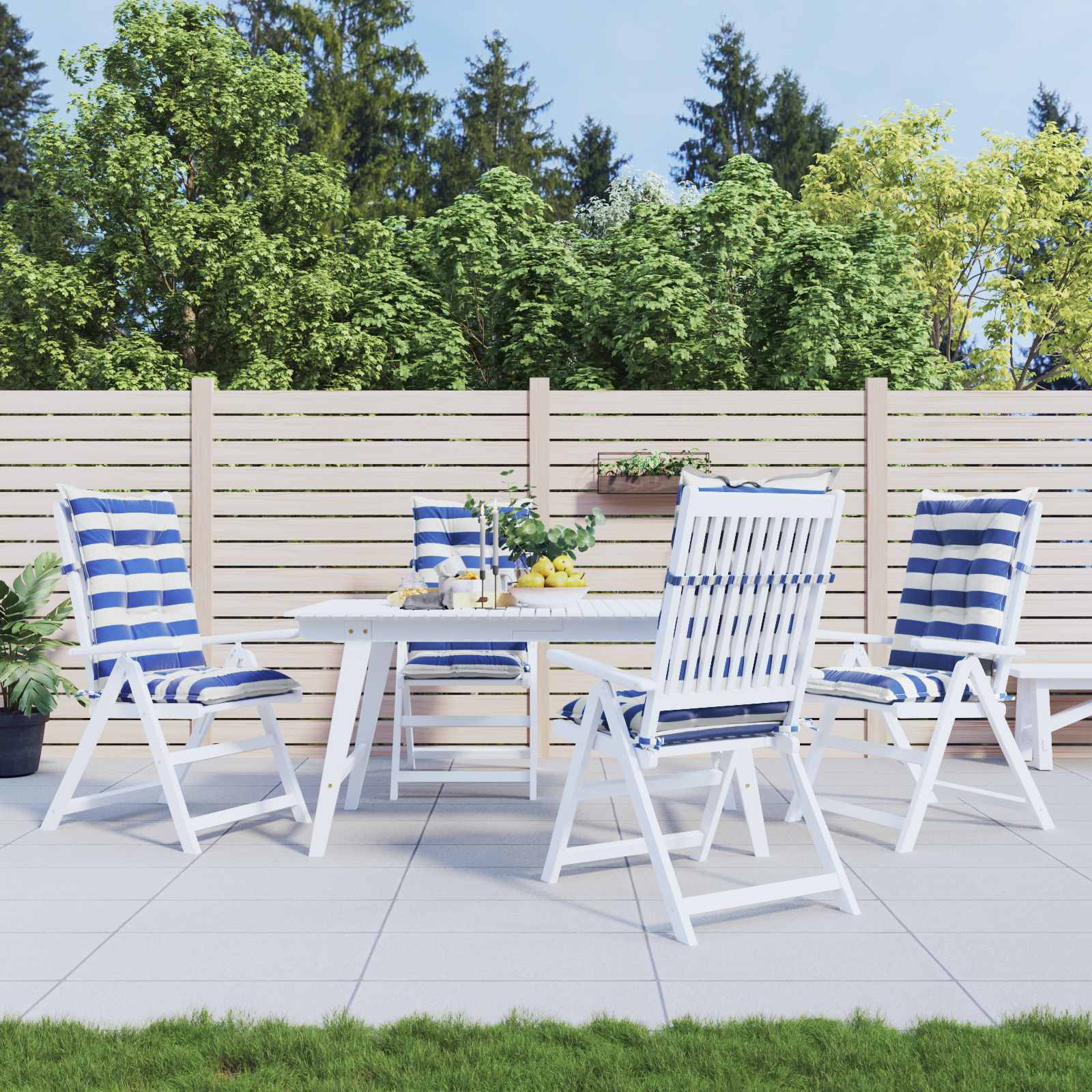 Kissen für draußen 2 pcs Blau und Weiß 120 x 50 x 7 cm Stoff
