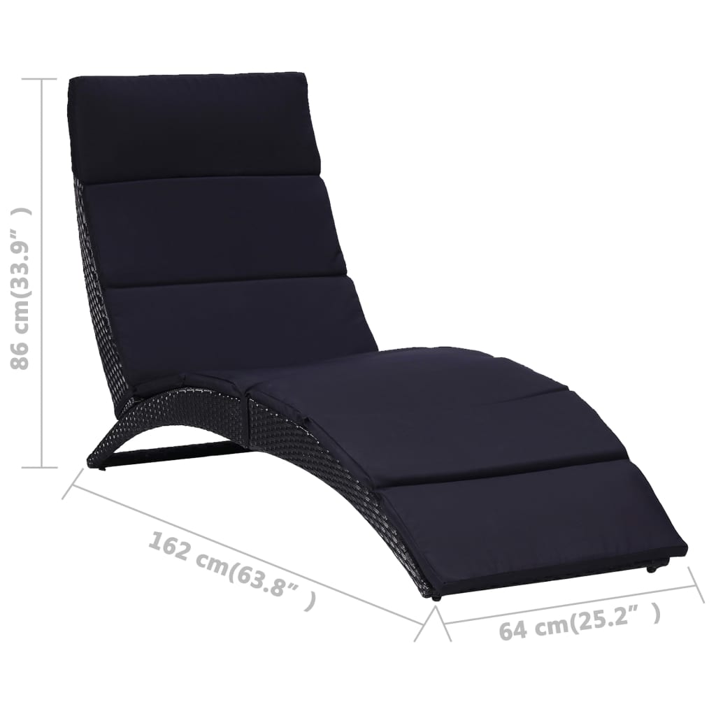 Klappbare Sonnenliege mit Auflage Poly Rattan Braun