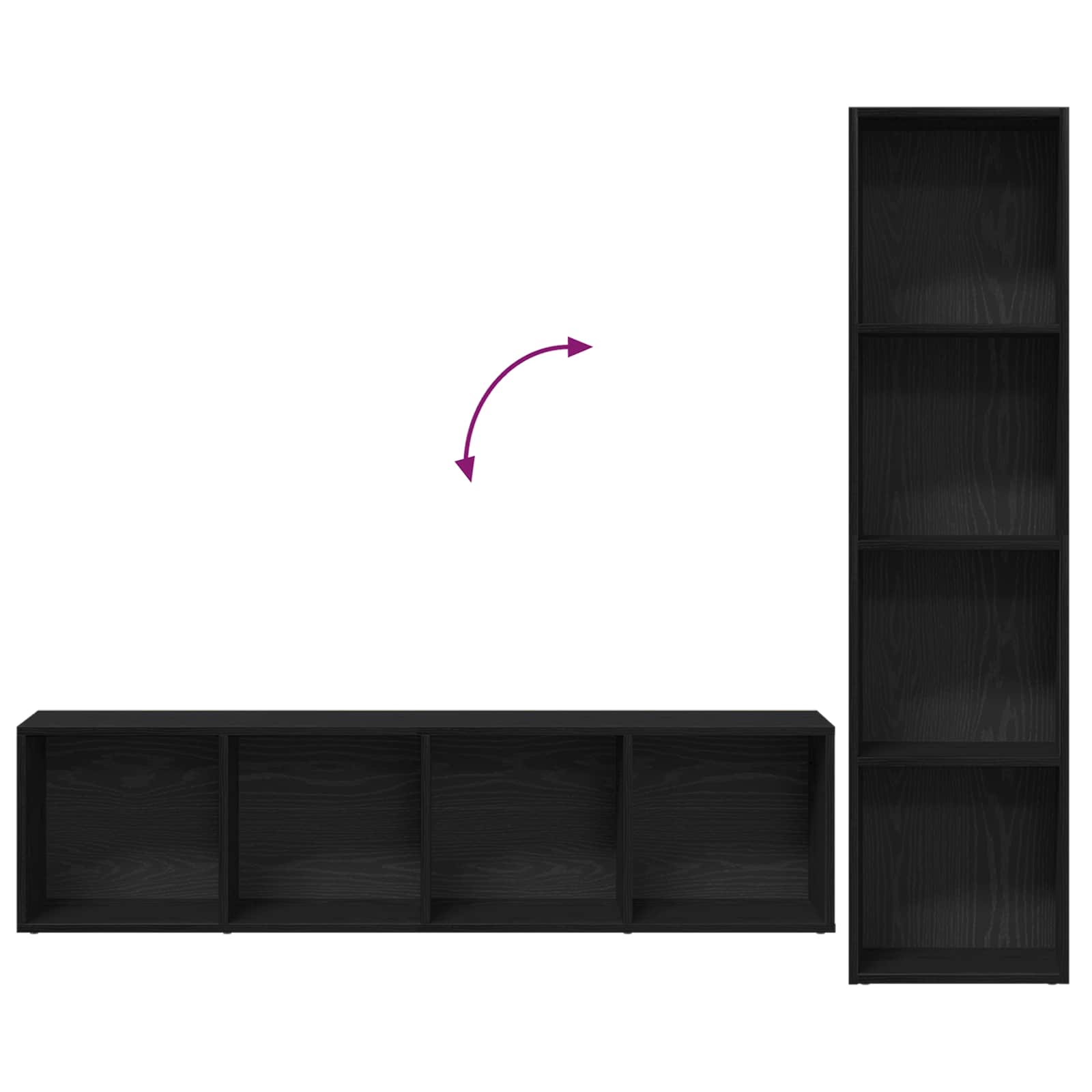 3-tlg. Bücher-/TV-Schrank Set Weiß 180×30×180 cm