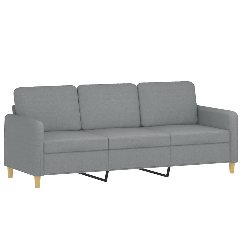 3-tlg. Sofagarnitur mit Kissen Braun Stoff