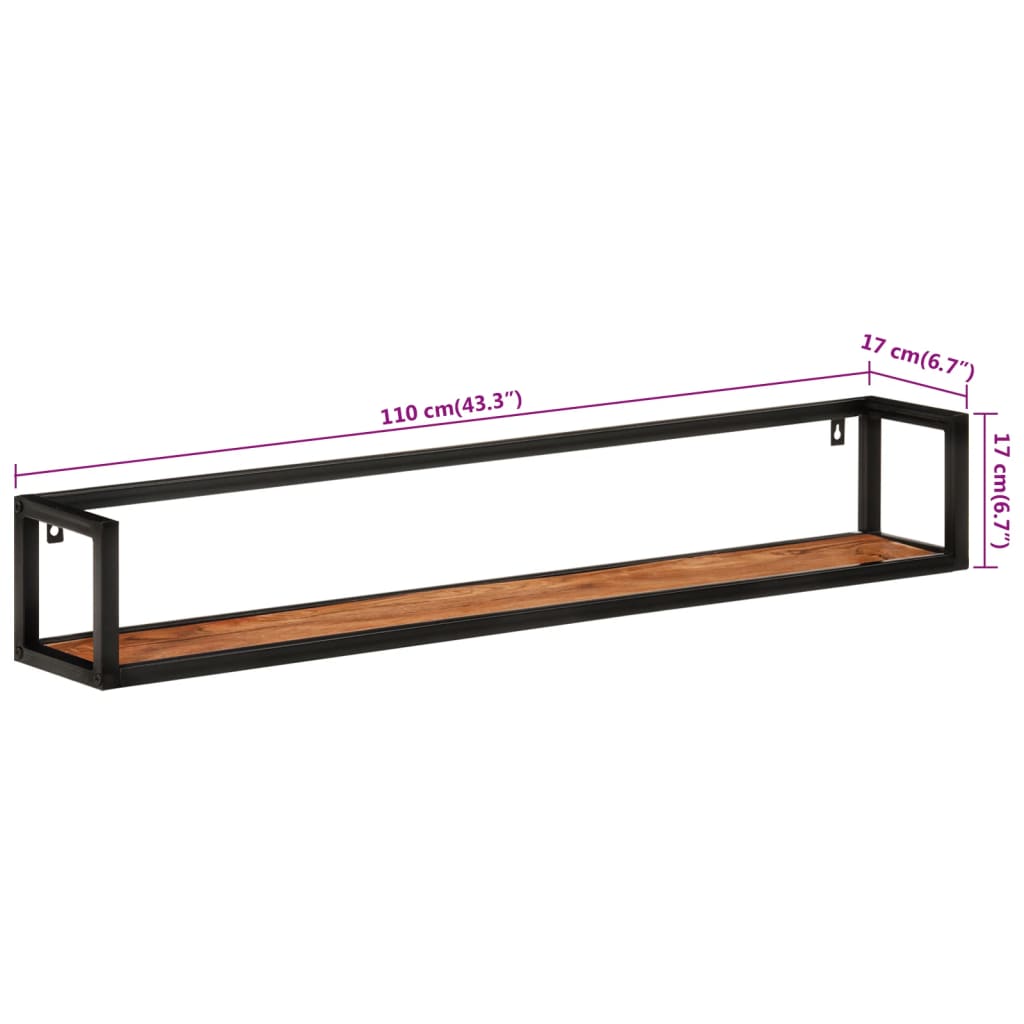 Wandregale 2 Stk. 120 cm Raues Mangoholz