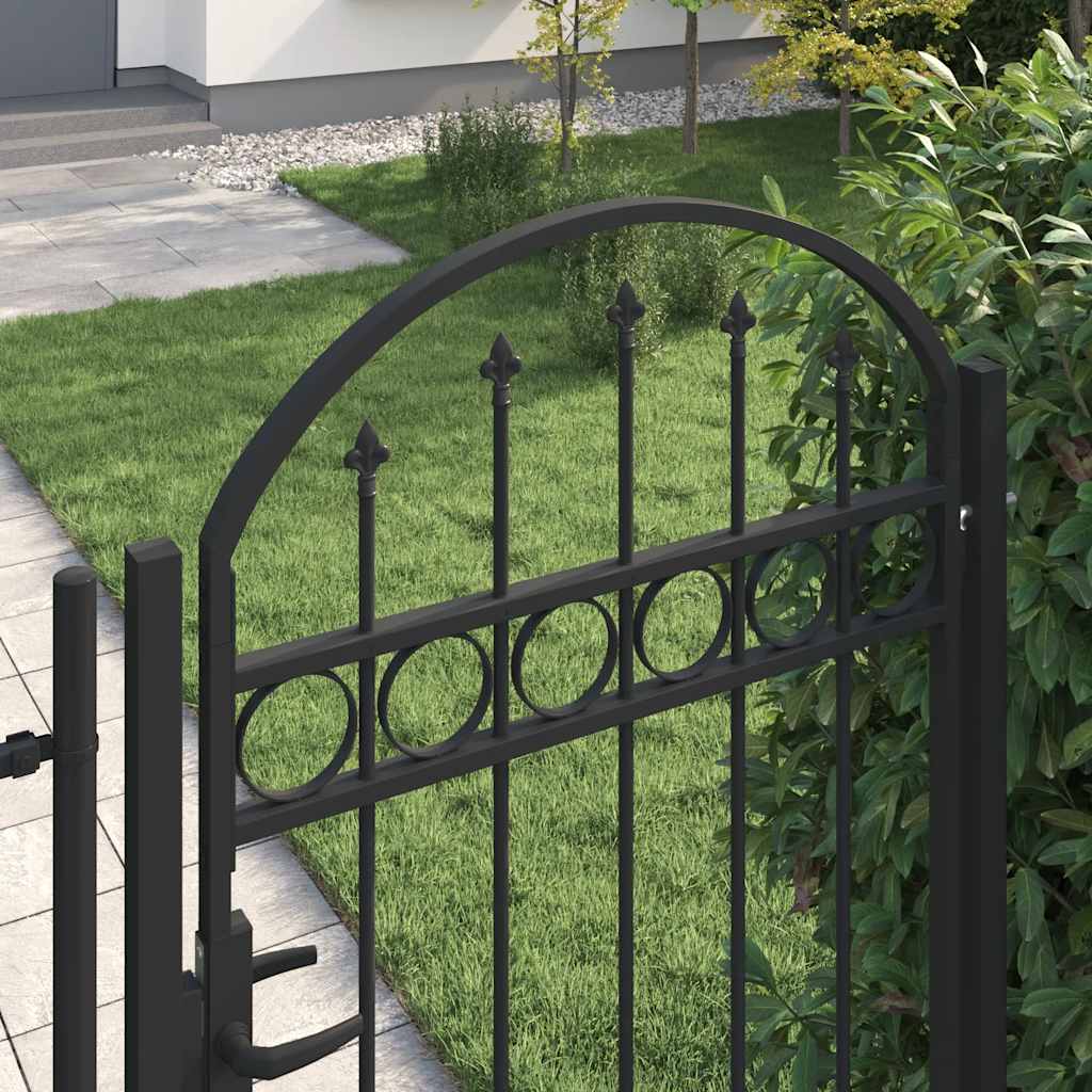 Gartentor ASSEN mit Bogenabschluss Stahl 102 x 125 cm Schwarz
