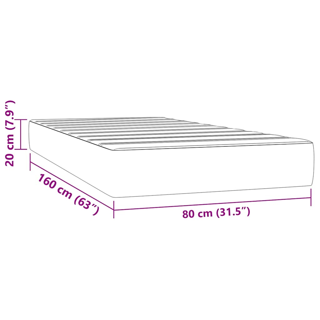 Taschenfederkernmatratze Mittel Hellgrau 80x200x20 cm Stoff