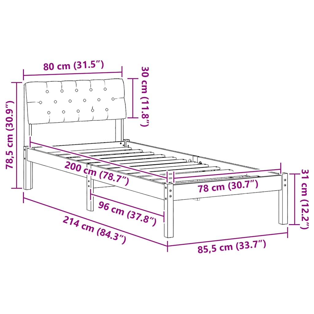 Bettgestell Braun und hellgrau 200 x 200 cm Massivholz Kiefer
