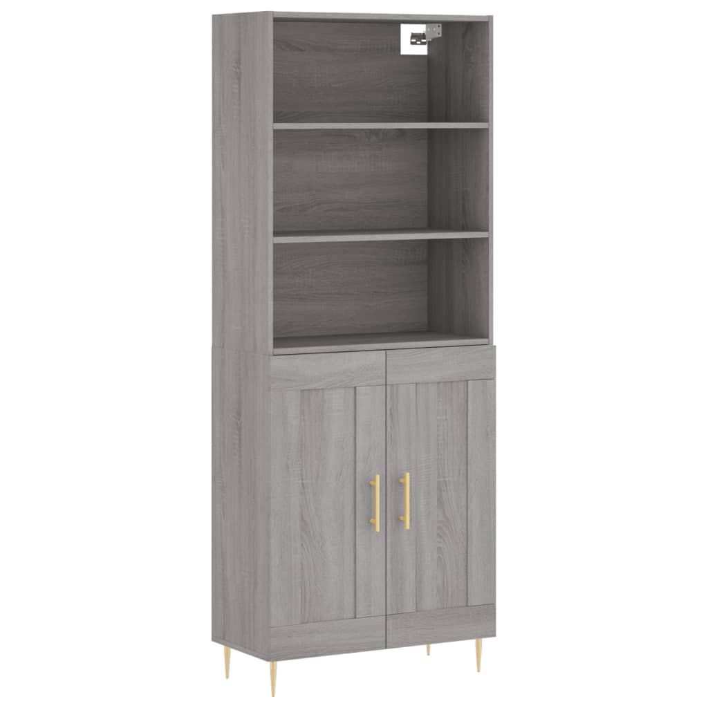 Highboard Hochglanz-Weiß 69,5x34x180 cm Holzwerkstoff