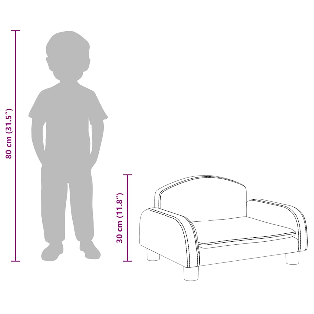 Kindersofa Schwarz 70x45x30 cm Kunstleder