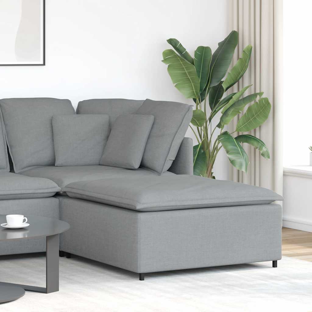 Modulares Sofa Endmodul mit Armlehne Kissen Hellgrau 100 cm
