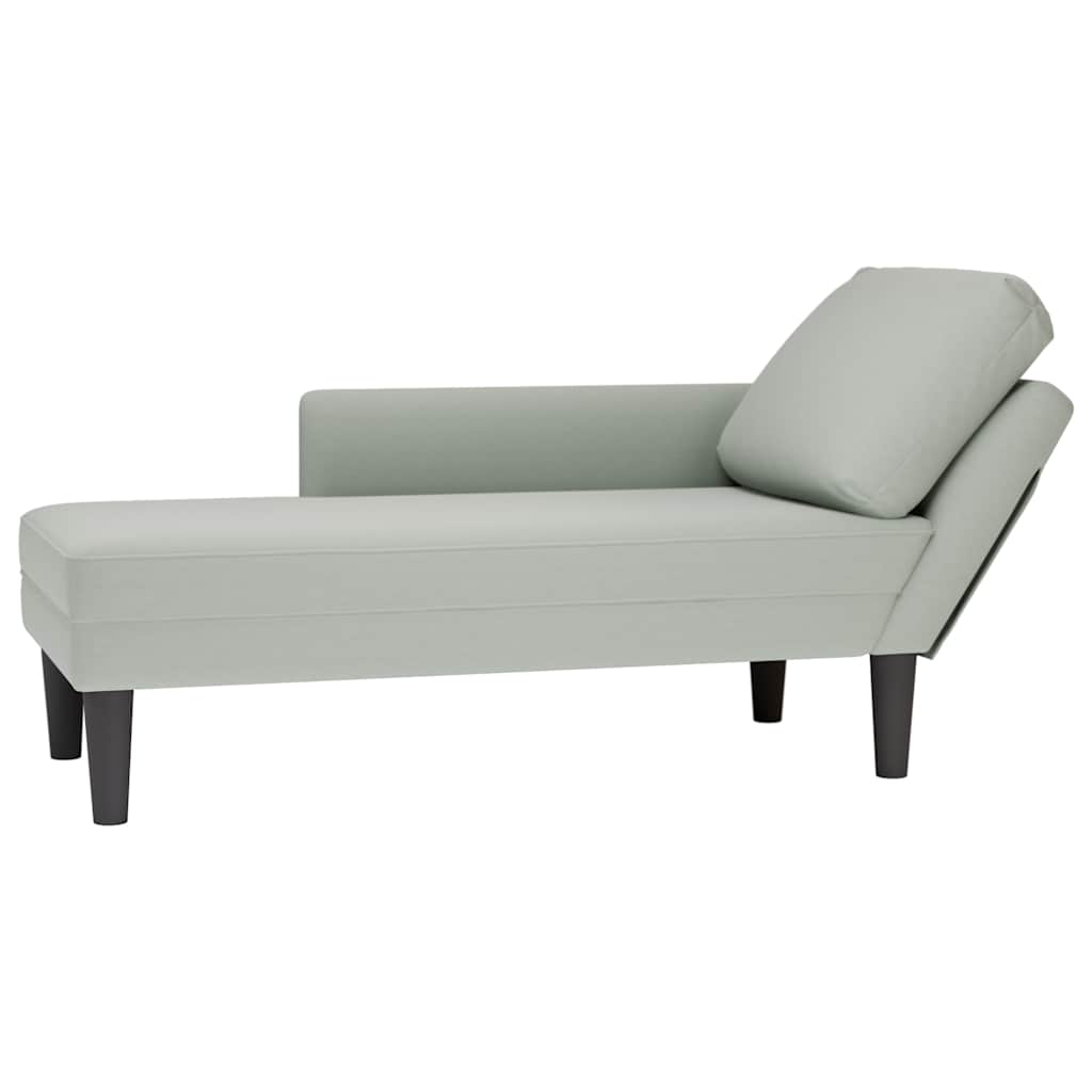 Chaiselongue mit Kissen und Rechter Armlehne Blau Samt
