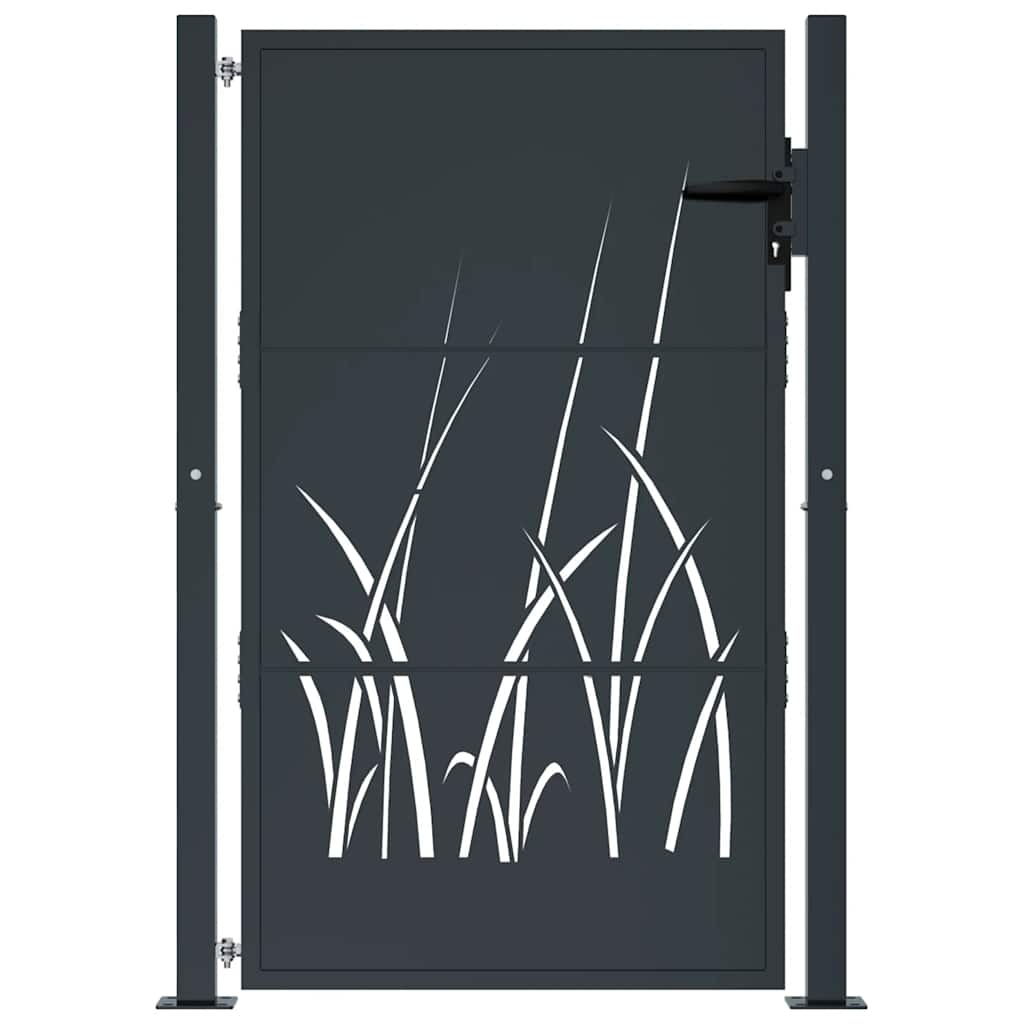 Gartentor Anthrazit 100x75 cm Stahl Gras-Design