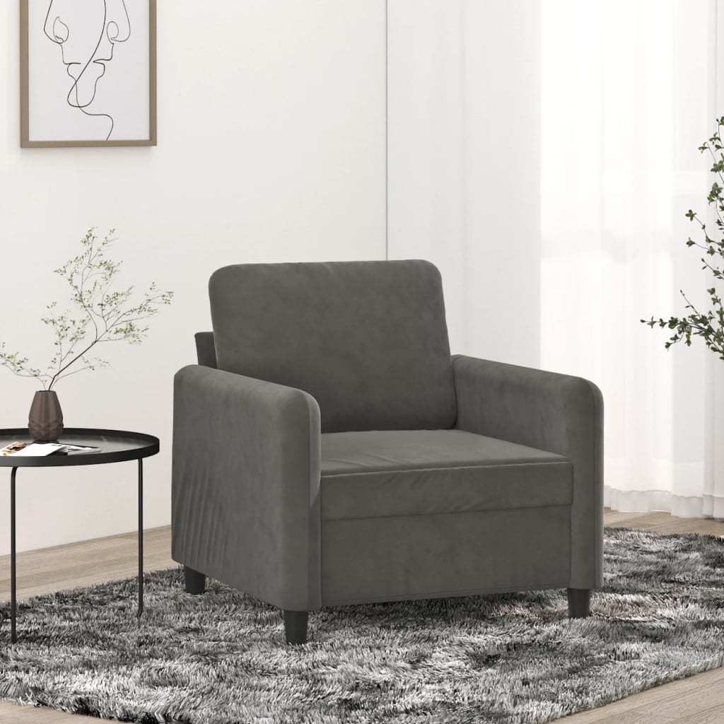 2-Sitzer-Sofa Hellgrau 120 cm Samt