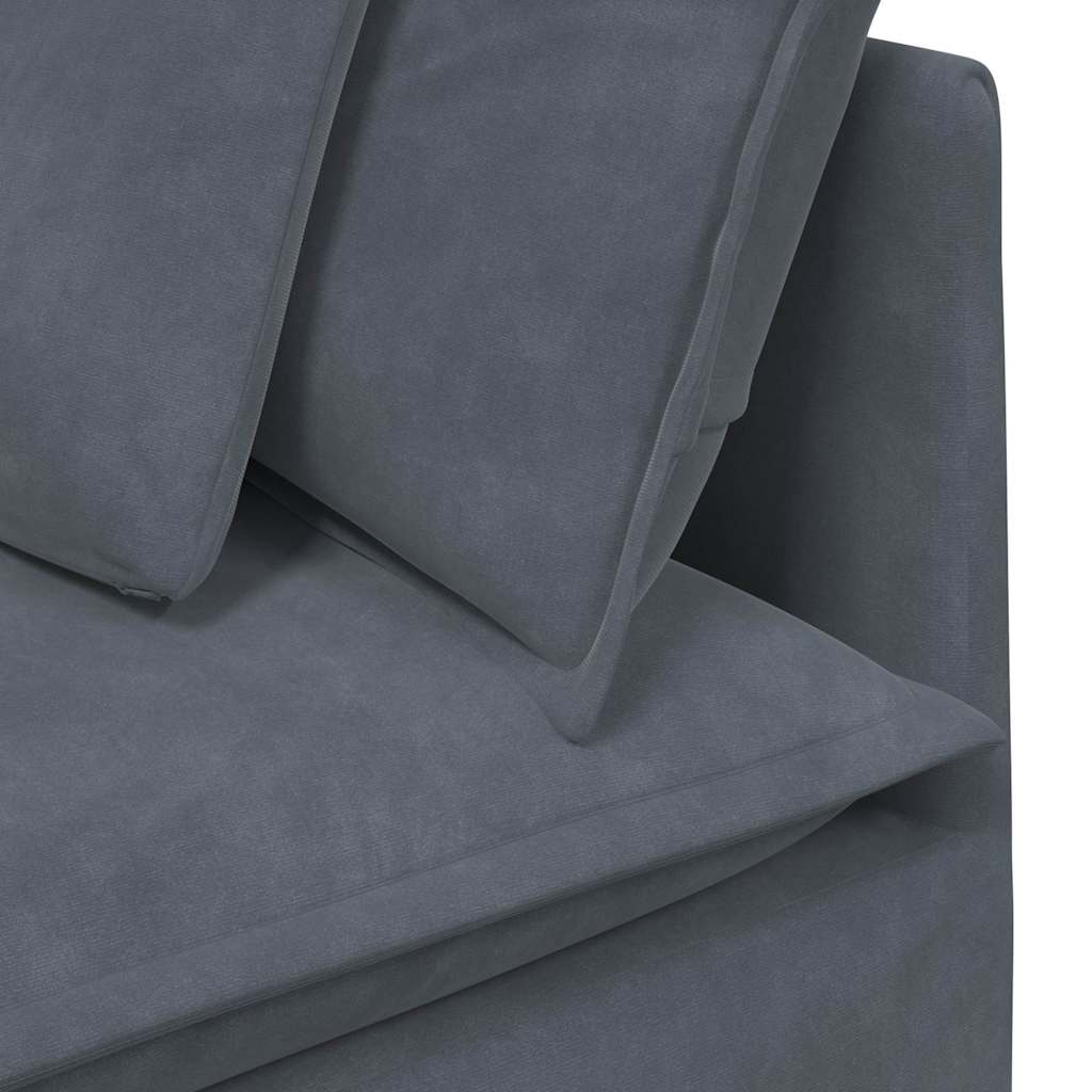 Modulares Sofa mit Fußhocker Kissen Samt Blau