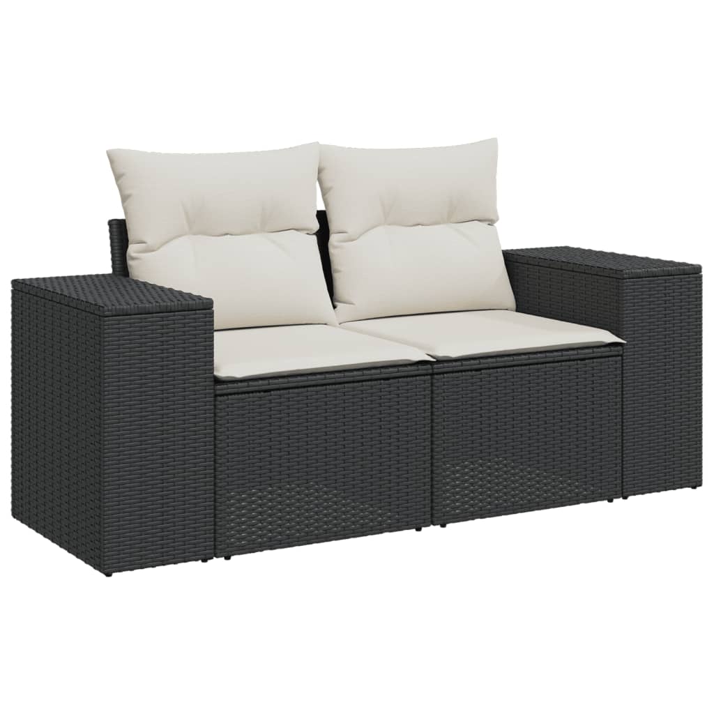 10-tlg. Garten-Sofagarnitur mit Kissen Beige Poly Rattan