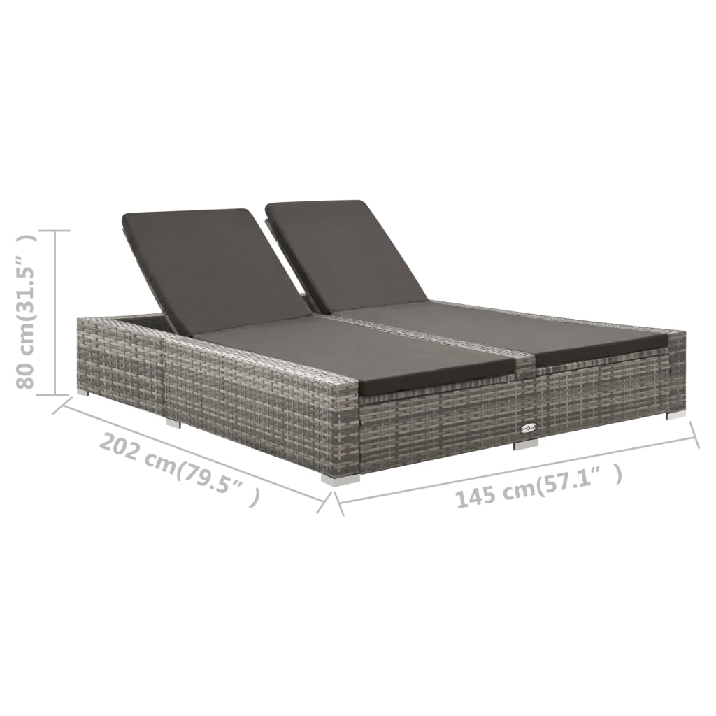 Doppel-Sonnenliege Poly Rattan Braun