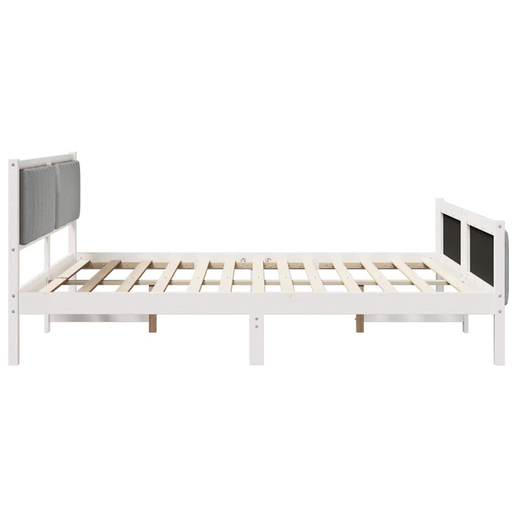 Bettgestell Braun und hellgrau 200 x 200 cm Massivholz Kiefer