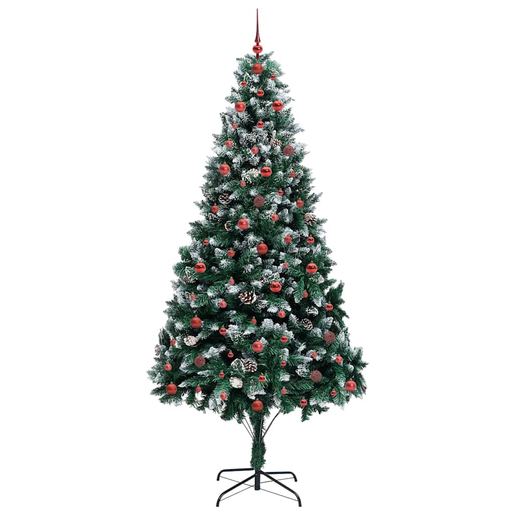 Künstlicher Weihnachtsbaum mit LEDs Kugeln Zapfen 150 cm