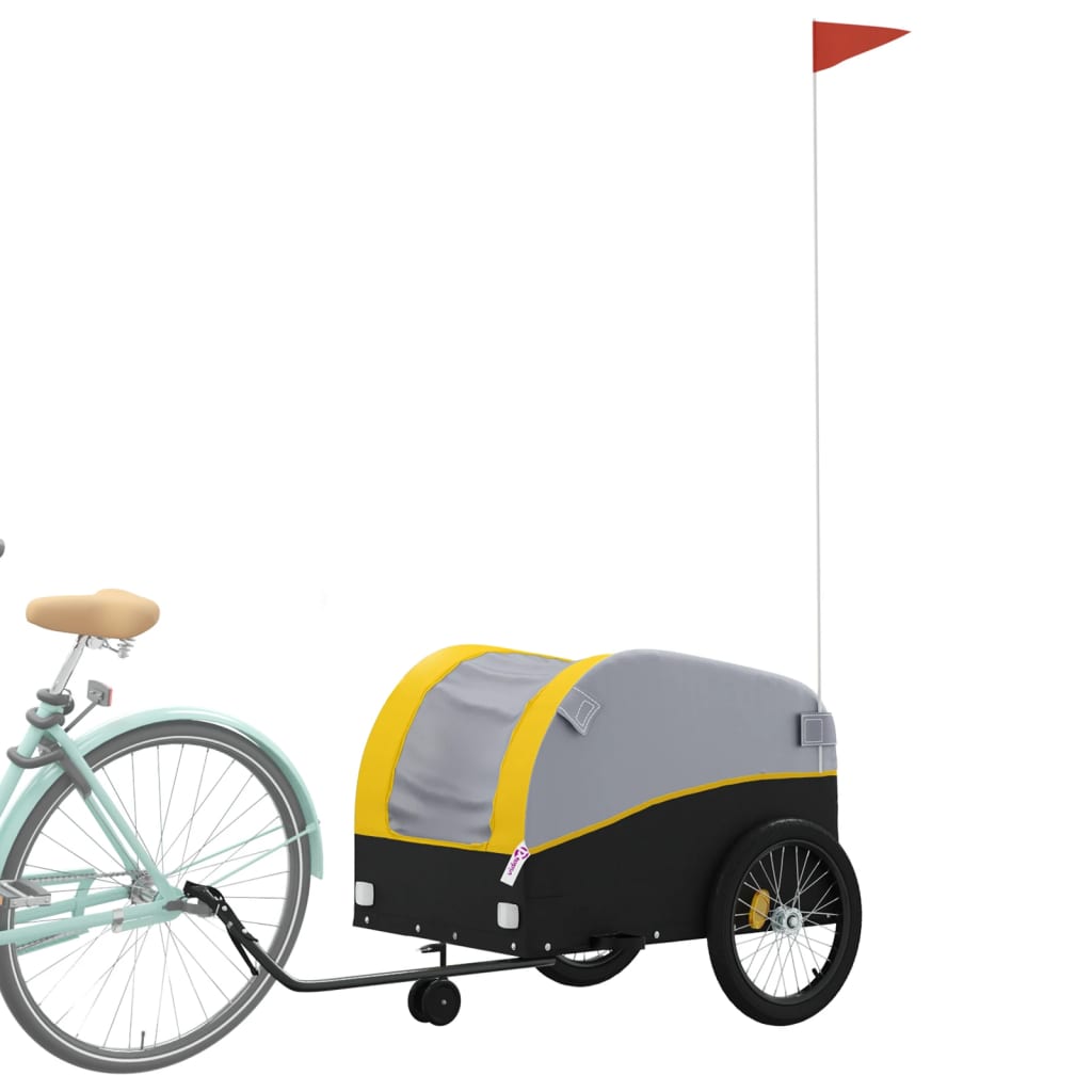 Fahrradanhänger Schwarz und Orange 30 kg Eisen