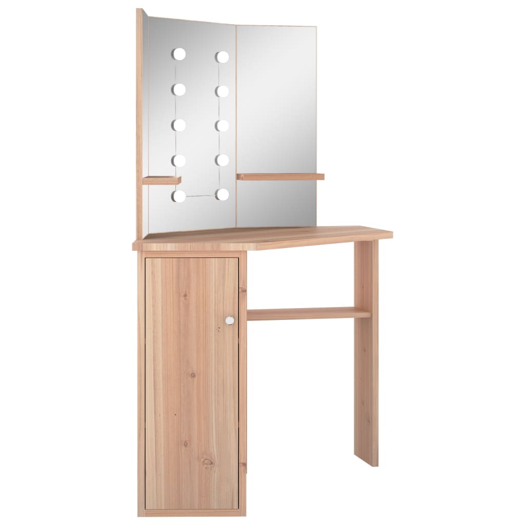 Eck-Schminktisch mit LED Grau 111x54x141,5 cm
