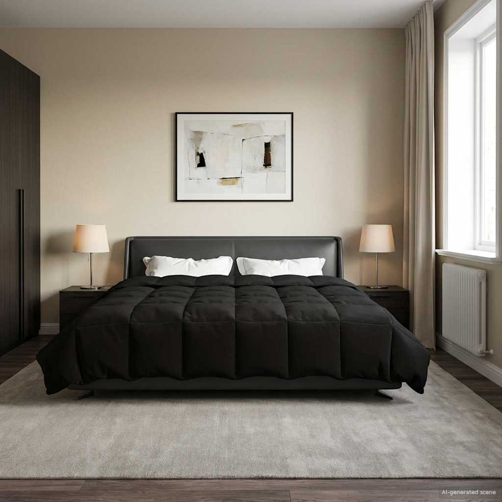 Winterbettdecke Gepolstert Anthrazit 240 x 260 cm Mikrofaser
