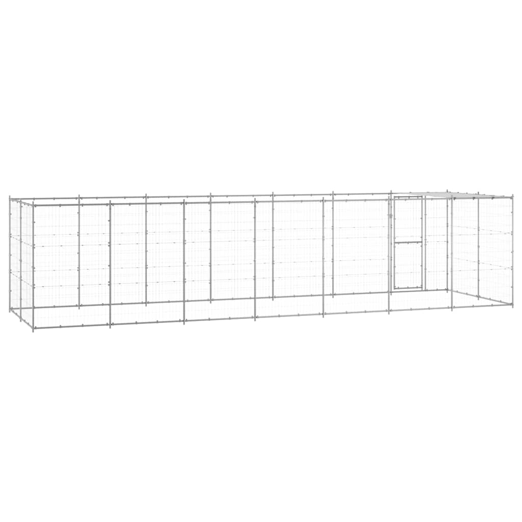 Outdoor-Hundezwinger mit Überdachung Stahl 7,26 m²