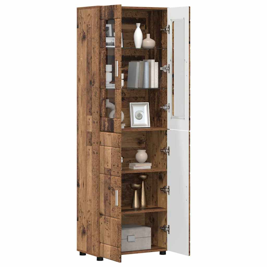 Highboard mit Regal FLORIN Weiß 60 x 35 x 182 cm Holzwerkstoff