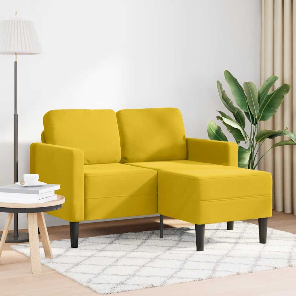 2-Sitzer-Sofa mit Chaiselongue L-Form Blau 125 cm Samt