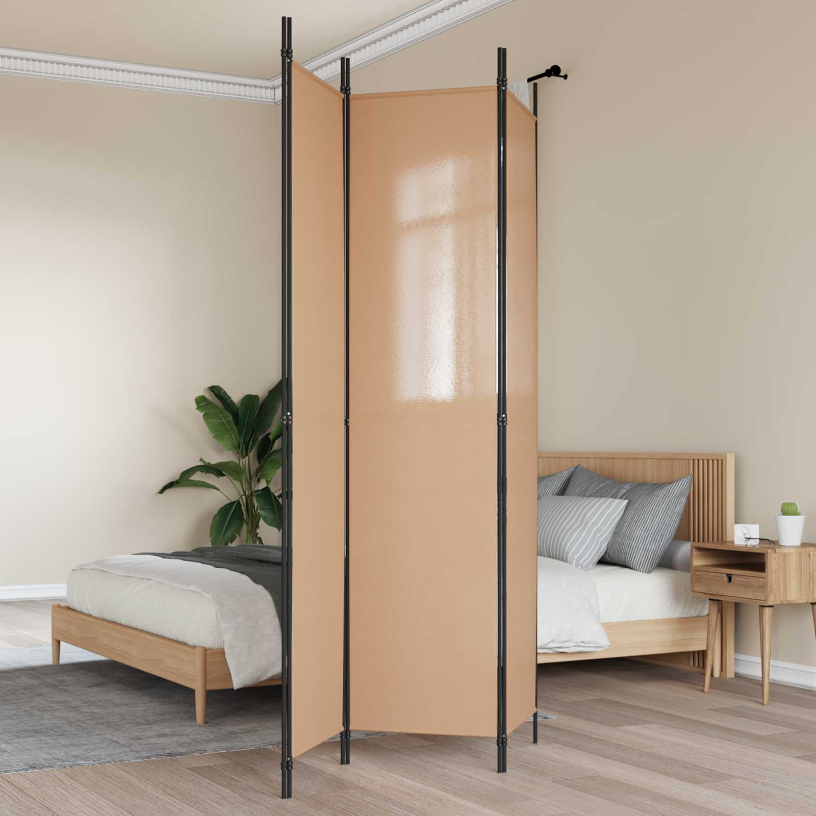 3-teiliger Raumteiler Beige 150 x 220 cm Stoff