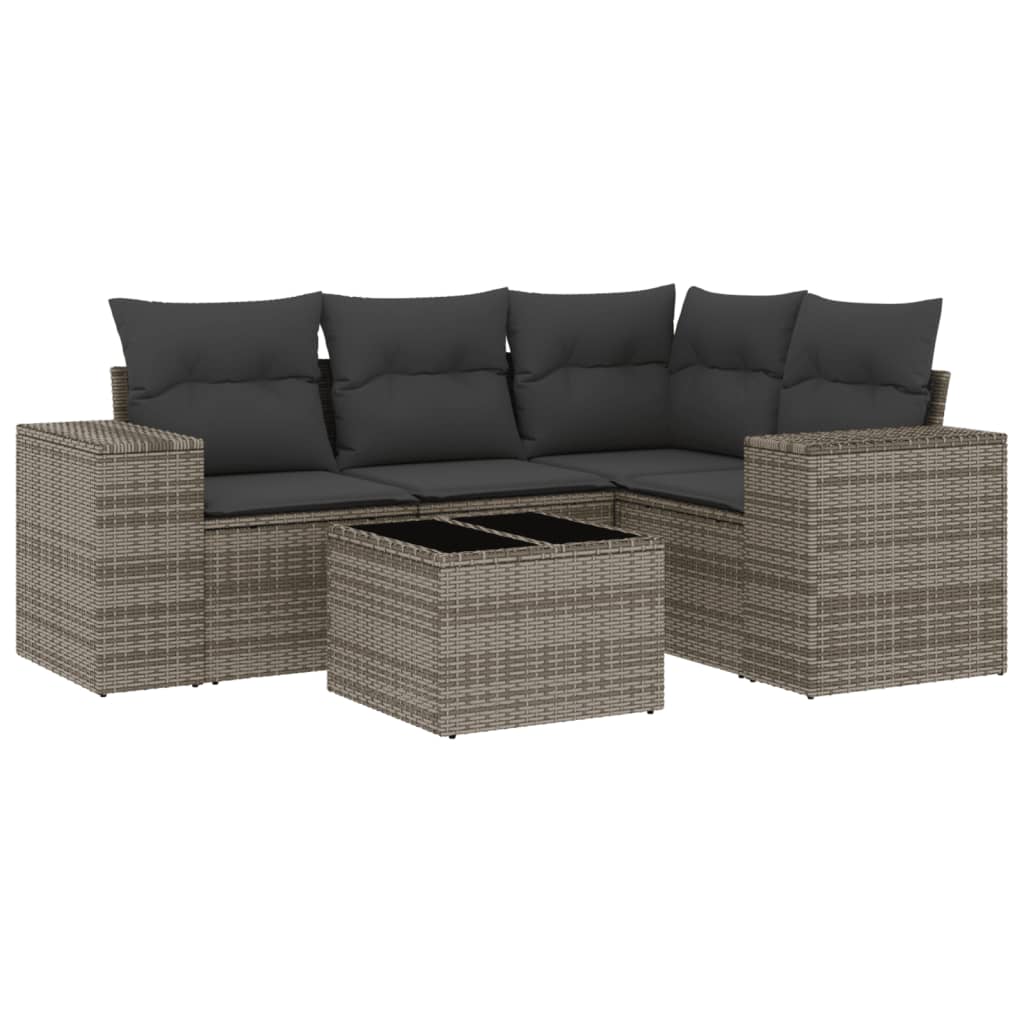 4-tlg. Garten-Sofagarnitur mit Kissen Schwarz Poly Rattan