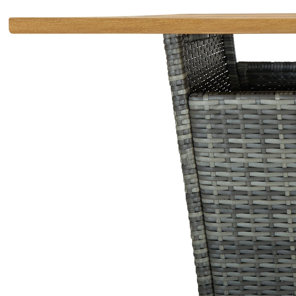 Bartisch Schwarz 80x80x110 cm Poly Rattan und Massivholz Akazie