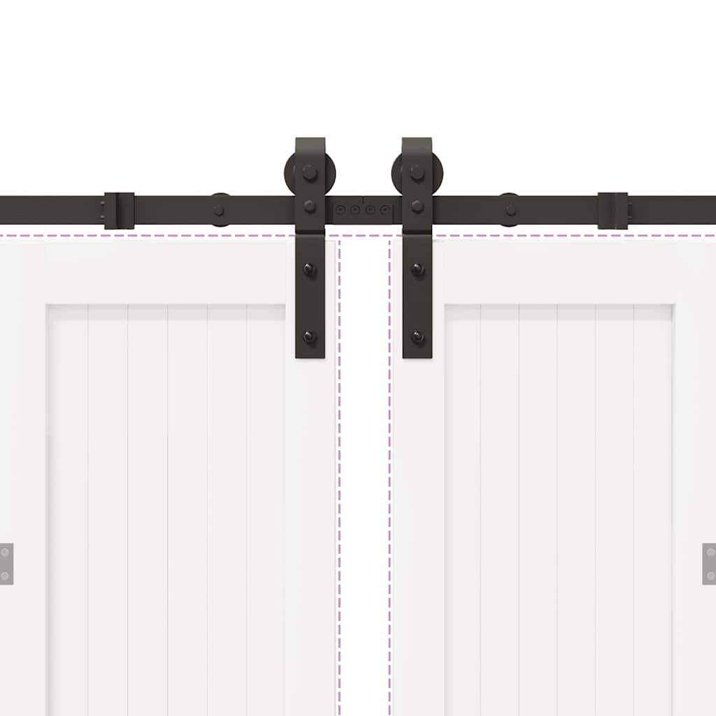 Schiebetürbeschlag-Set 366 cm Stahl Schwarz