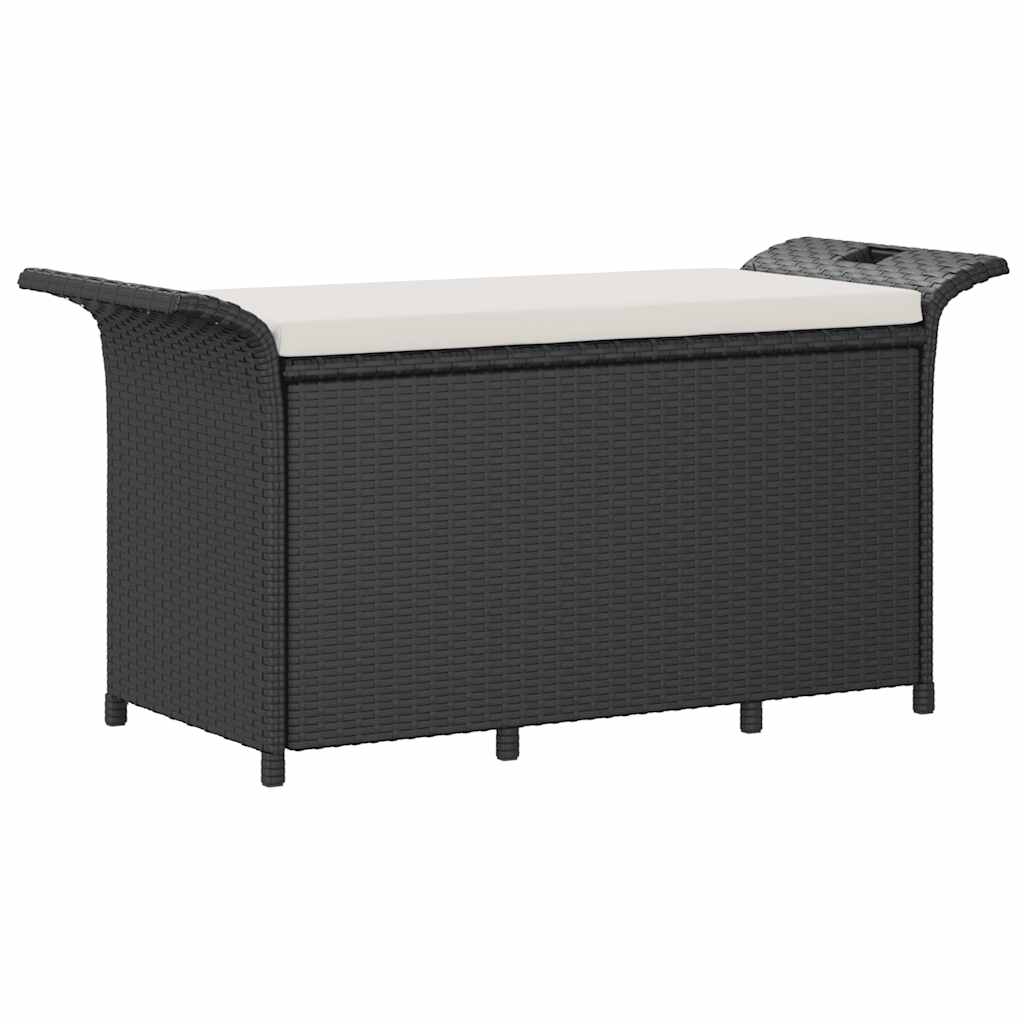 Gartenbank mit Kissen Braun 116x46x57 cm Poly Rattan