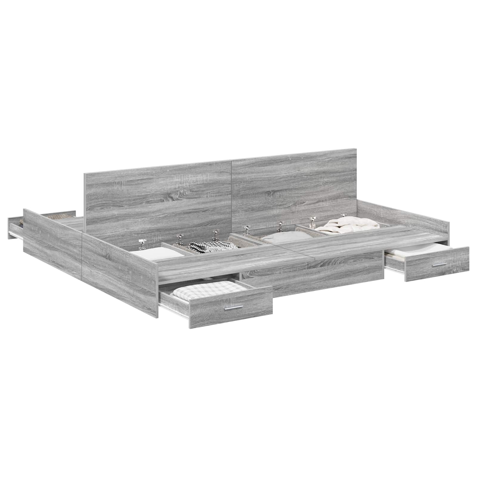Aufbewahrungsbettgestell Weiß 200 x 200 cm Holzwerkstoff