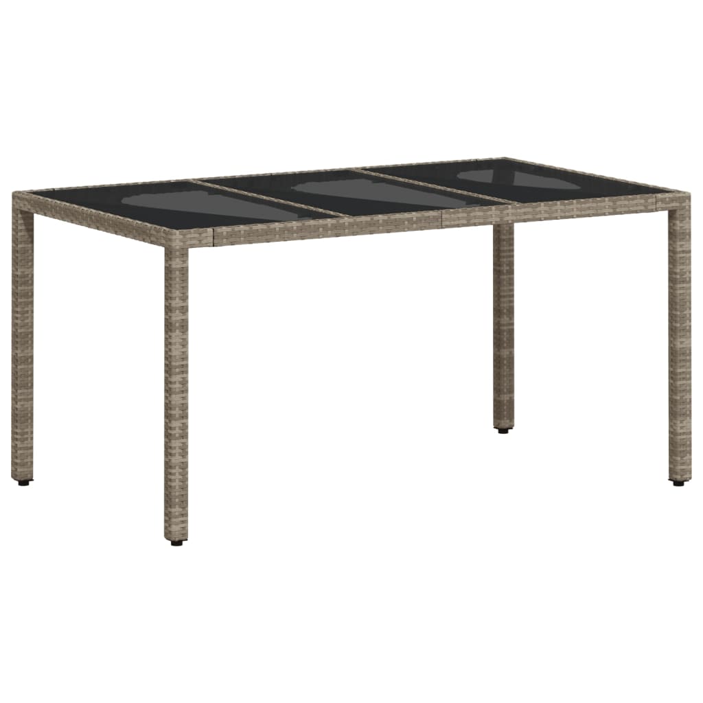 Gartentisch 150x90x75 cm Hartglas und Poly Rattan Schwarz