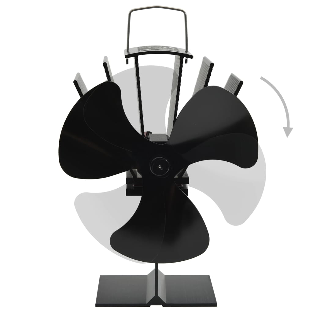 Ofenventilator Wärmebetrieben 2 Blätter Schwarz
