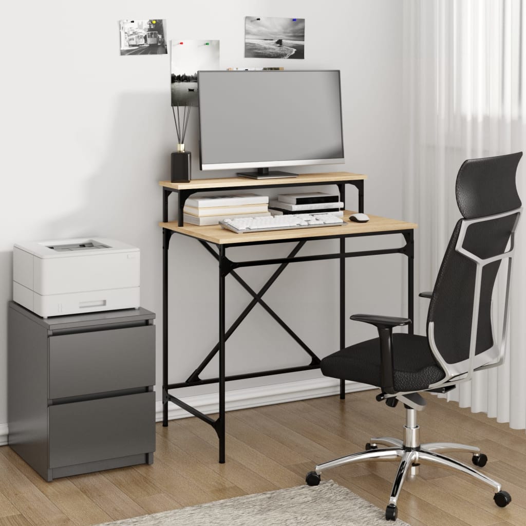 Schreibtisch Sonoma-Eiche 100x50x90 cm Holzwerkstoff und Eisen