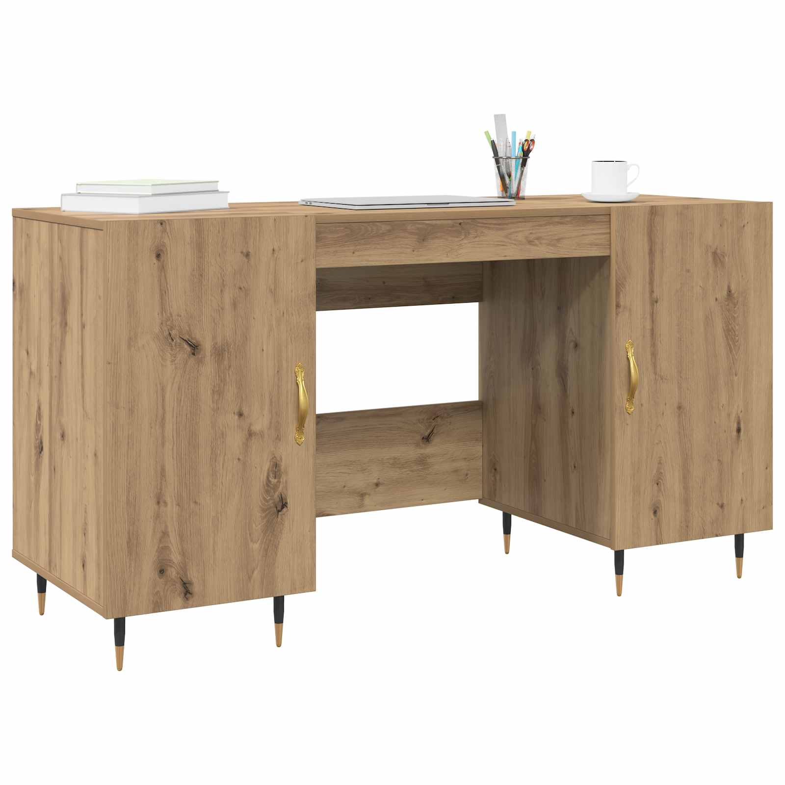 Schreibtisch Betongrau 140x50x75 cm Holzwerkstoff