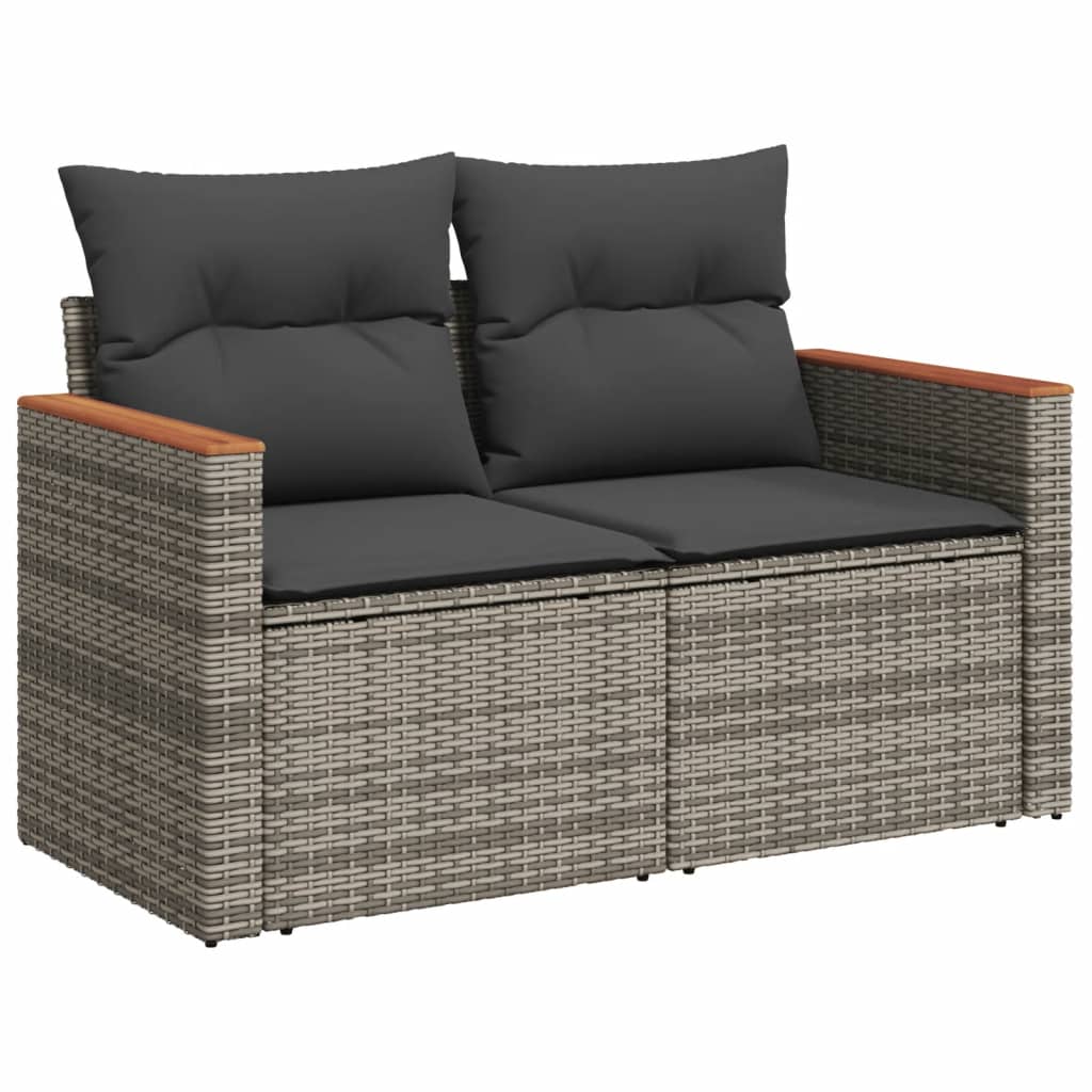 10-tlg. Garten-Sofagarnitur mit Kissen Schwarz Poly Rattan