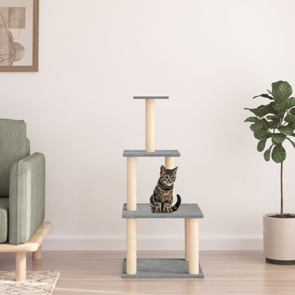 Kratzbaum mit Sisal-Kratzsäulen Creme 111 cm