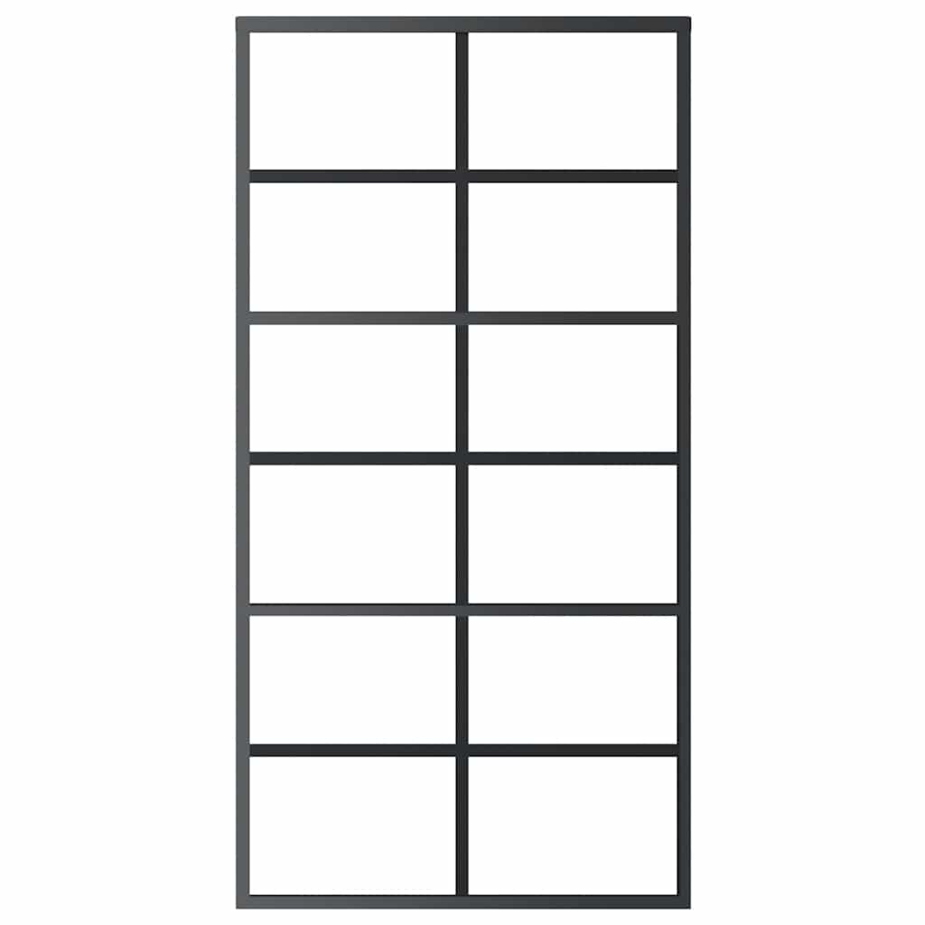 Schiebetür 3-teilig ESG-Glas und Aluminium 76x205 cm Schwarz