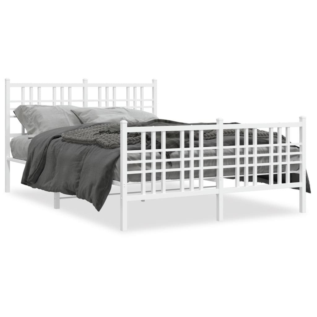 Bettgestell mit Kopf- und Fußteil Metall Schwarz 90x200 cm