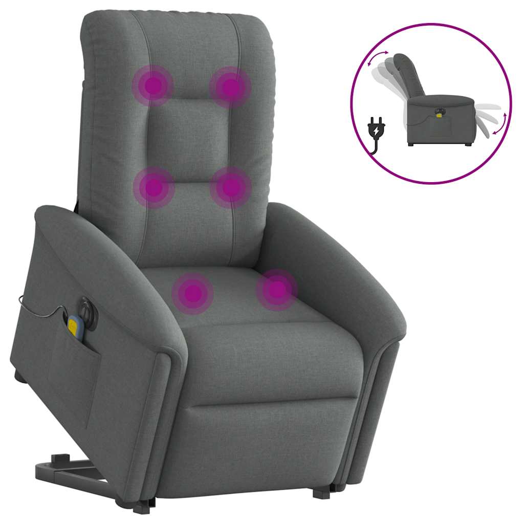 Massagesessel mit Aufstehhilfe Hellgrau Stoff