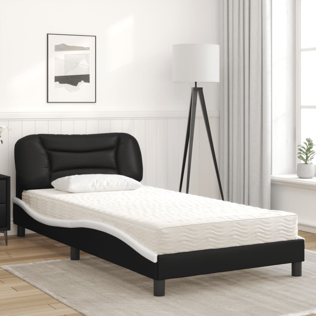 Bett mit Matratze "Hvar" Schwarz 80x200 cm Kunstleder