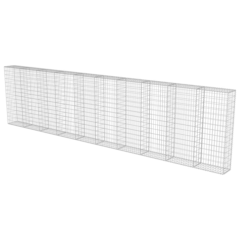 Gabionenwand mit Abdeckung Verzinkter Stahl 20×20×100 cm