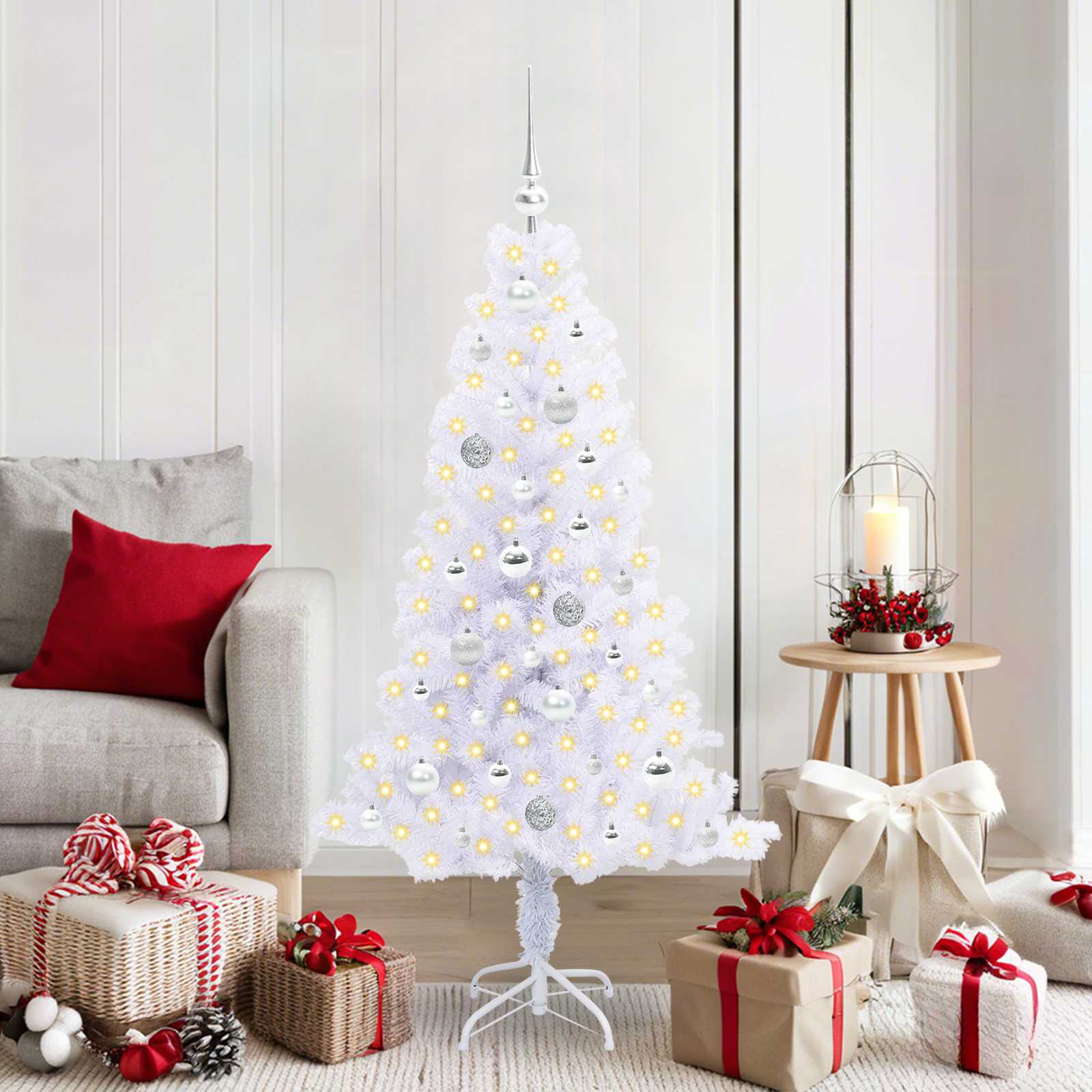 Künstlicher Weihnachtsbaum Weiß 120 cm PVC und Stahl