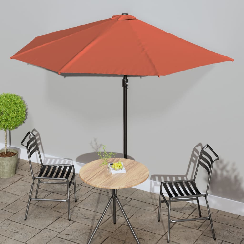 Balkon-Sonnenschirm Alu-Mast Bordeauxrot 270x144x222cm Halbrund