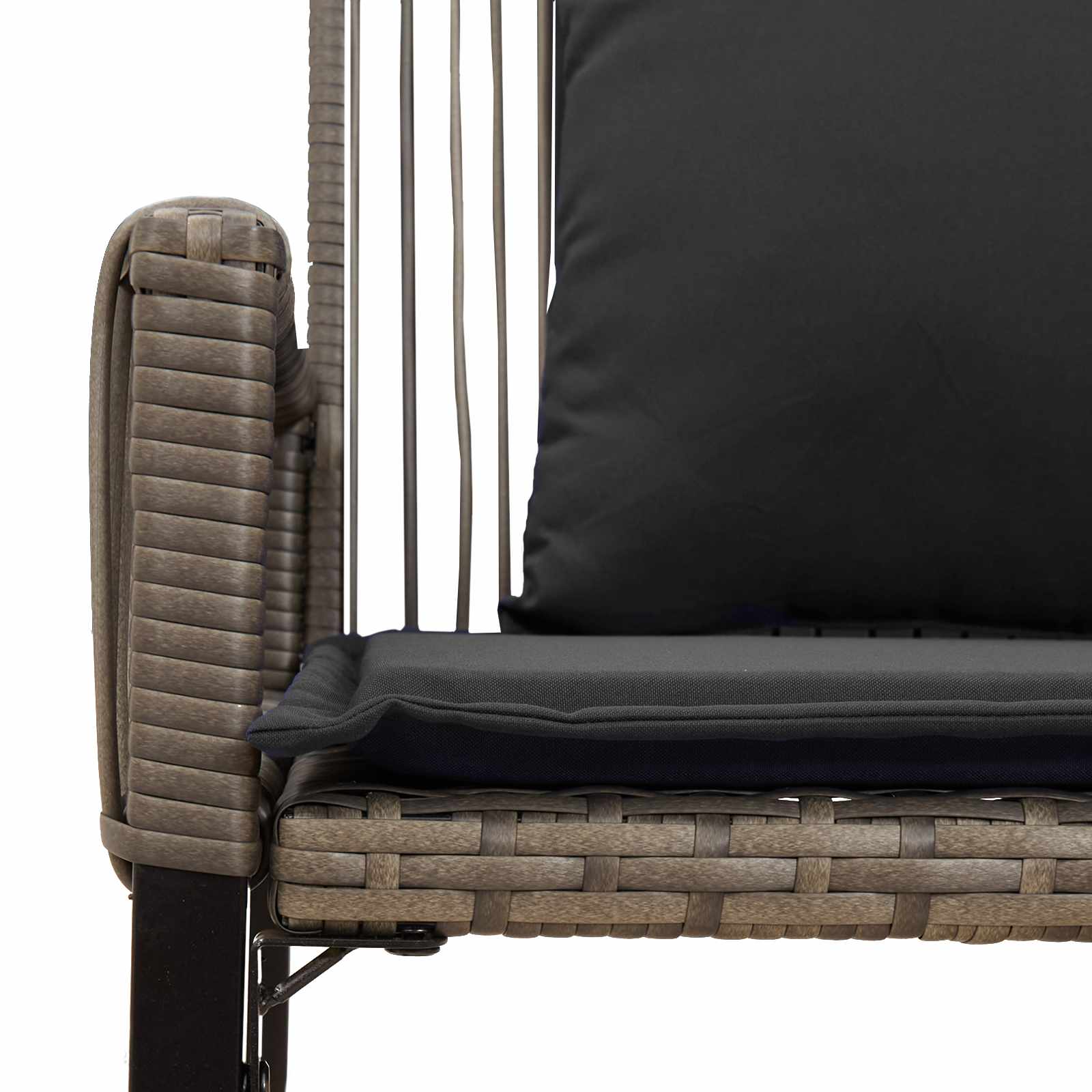 Bank Outdoor mit Kissen 4 pcs Schwarz und Cremeweiß Poly-Rattan